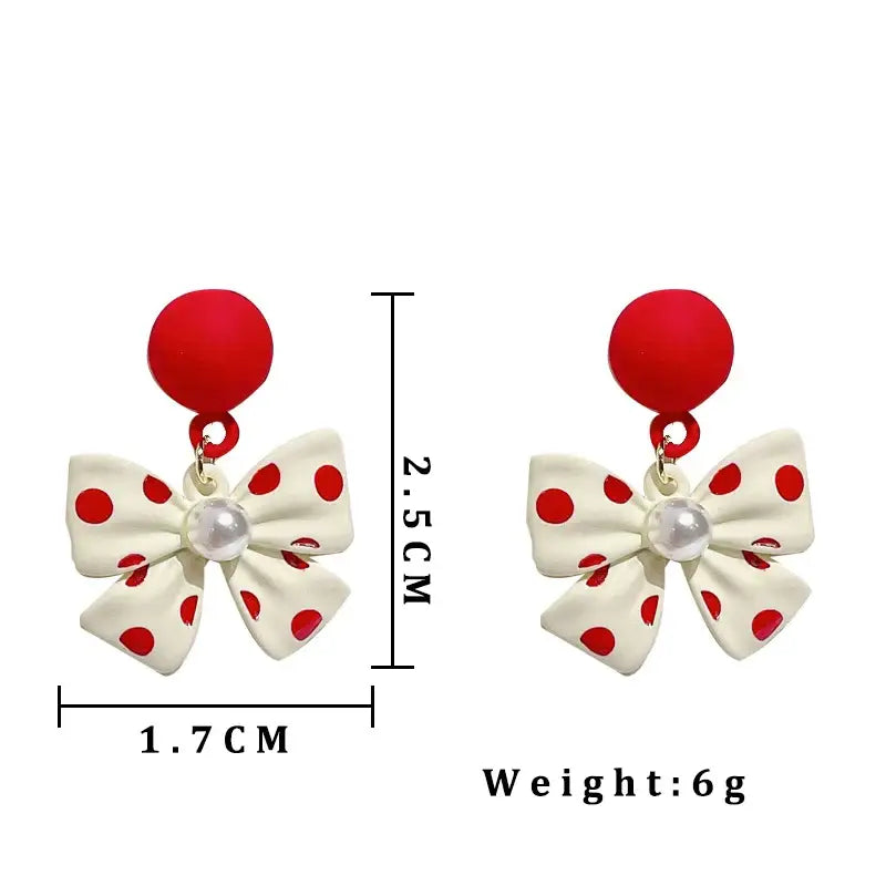 Polka dot bow earrings.
