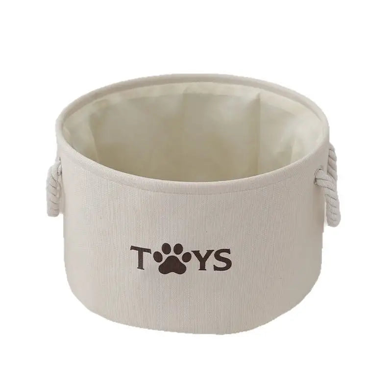Beige Cylinder Storage Basket with Rope Handles for Organizing Toys and Items