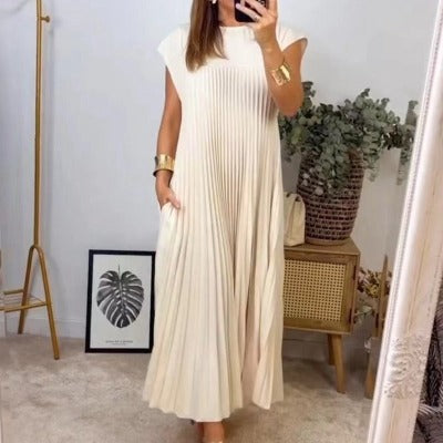 Summer Sleeveless Pleated Swing Dress