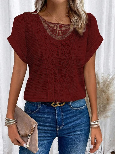 Lace Patchwork Short-sleeved T-shirt