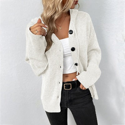 Hooded Single-breasted Cardigan Sweater for Cozy Fashion