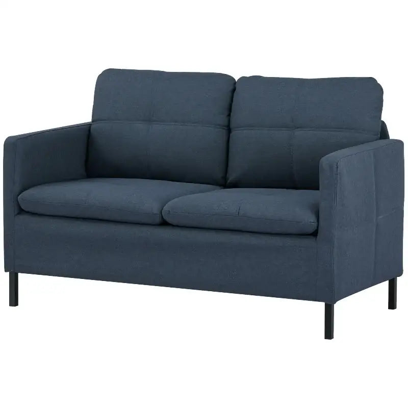 Blue two-seater sofa.