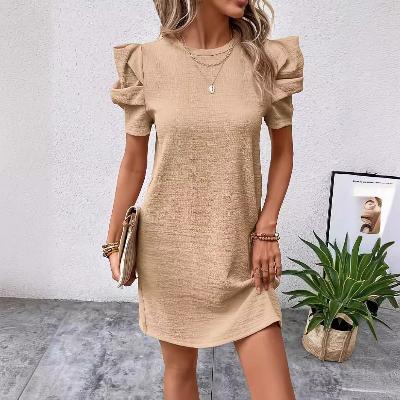  Puff Sleeve Waist Tunic Dress