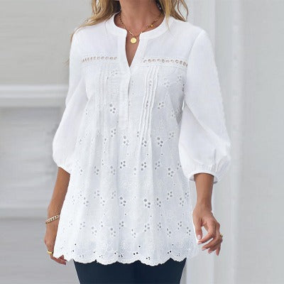 Fashion Lace Hollow Women's Blouse - Stylish & Comfortable