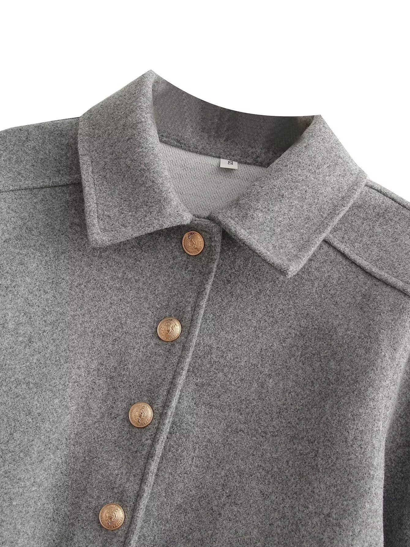 Lapel Short Classic Style Tweed Coat Shirt