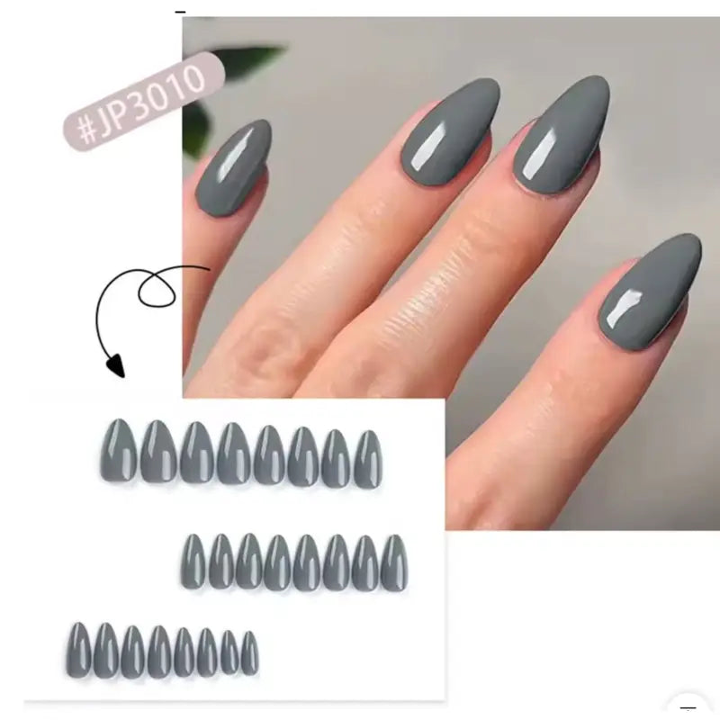 Klassische, glänzende, einfarbige, lange, spitze künstliche Nägel