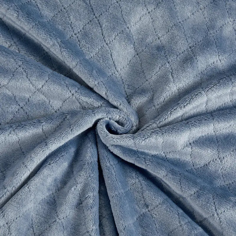 Blue quilted plush fabric.