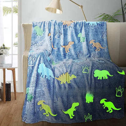 Dinosaur-themed glow-in-the-dark blanket.