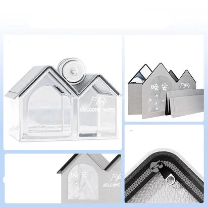 House-shaped storage containers.