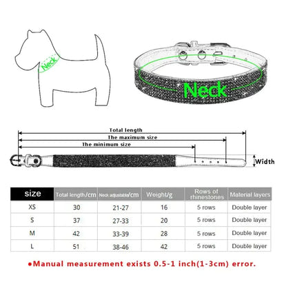 Dog collar sizing guide.