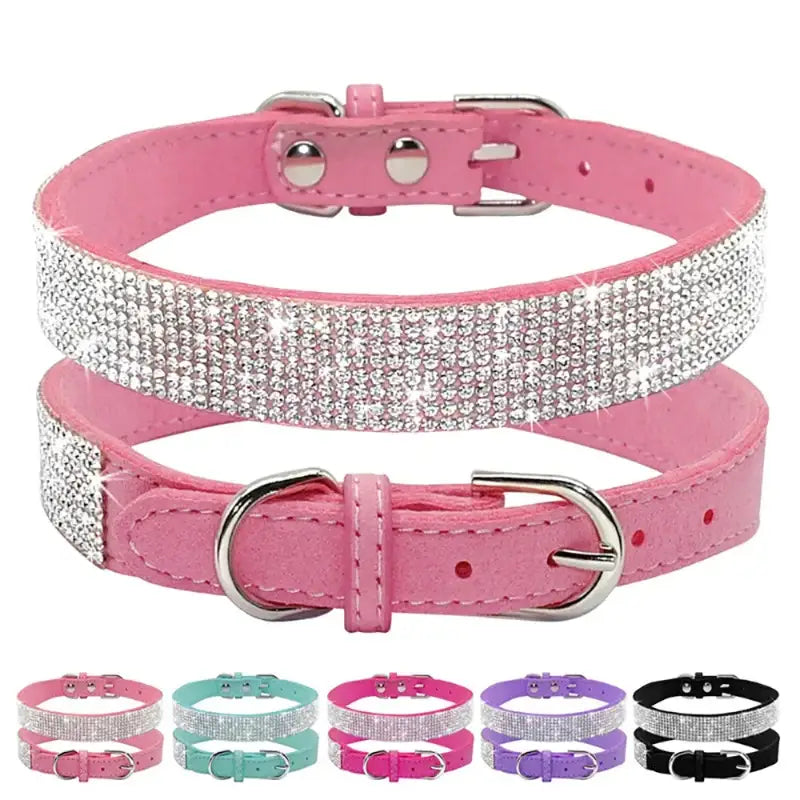 Pink rhinestone dog collar.