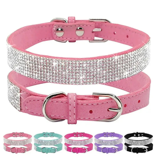 Pink rhinestone dog collar.