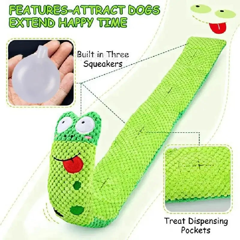 Green plush dog toy as part of Dog Puzzle Feeder Interactive Toy for engaging pets