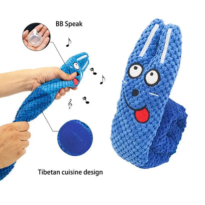 Blue plush rabbit dog toy as part of Dog Puzzle Feeder Interactive Toy for mental stimulation