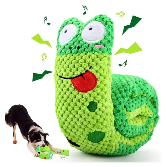 Green plush snail dog toy as part of Dog Puzzle Feeder Interactive Toy for dogs