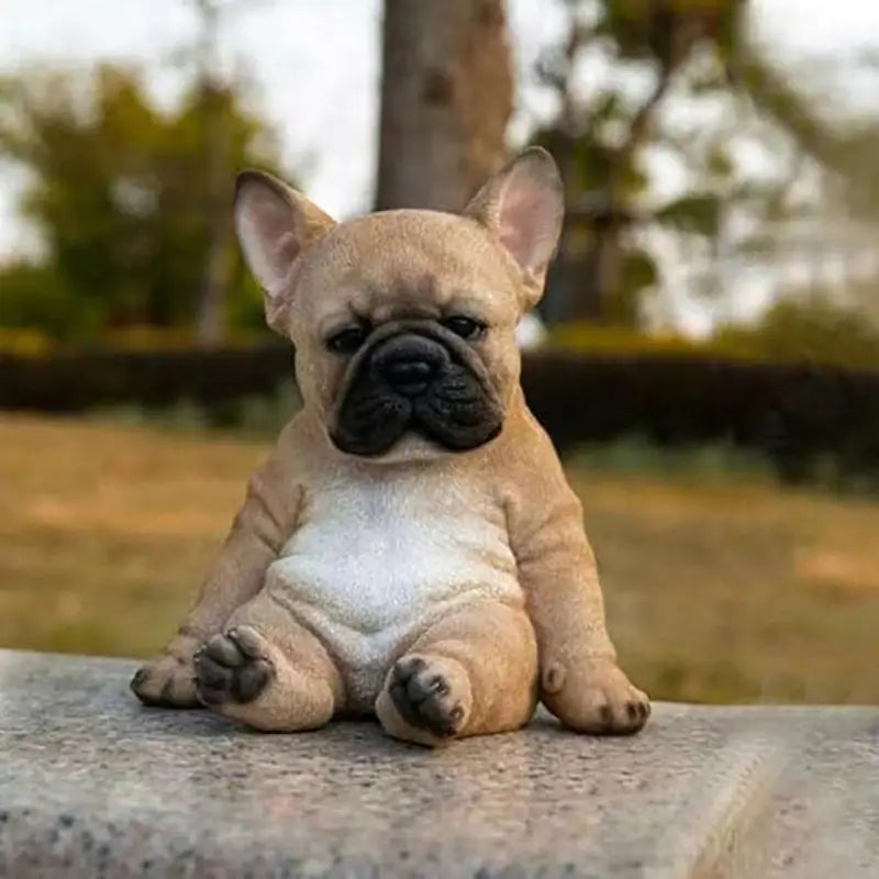 Tan French Bulldog figurine as a detailed dog resin ornament for decorative display