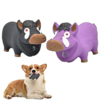 Dog toys shaped like hippos.