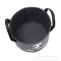 Gray felt dog toys storage box with handles for a home clutter-free space