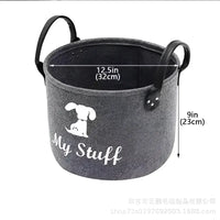 Gray felt Quirky Dog Toys Storage Box with Handles for a clutter-free home