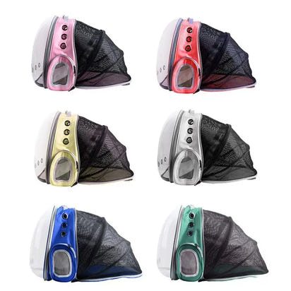Dogs and Cats Pet Space Expandable Backpacks in various colors for comfortable cats pet space travel