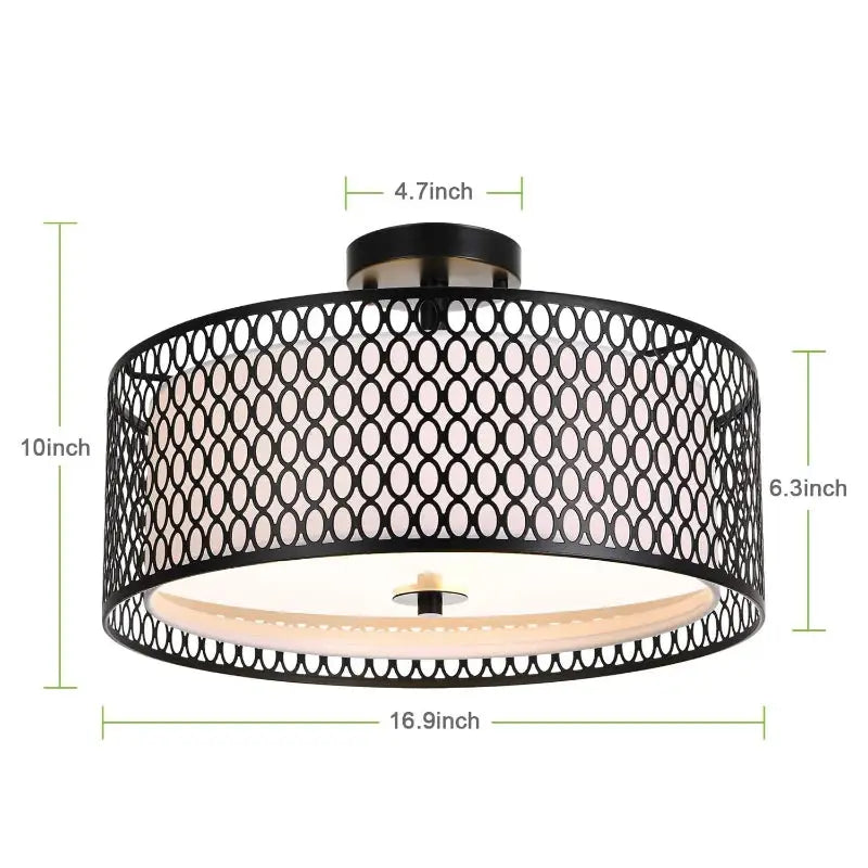 Black metal drum ceiling light.