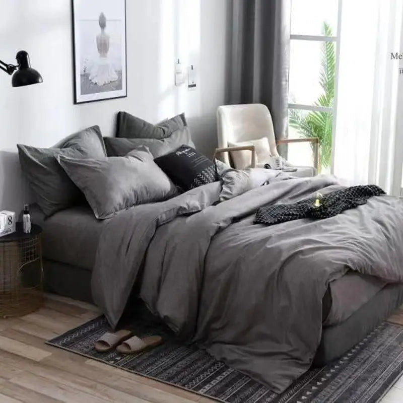 Gray bedding set.