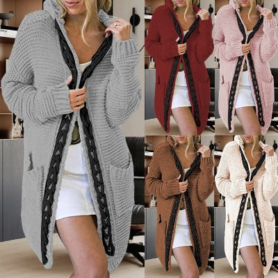 Contrast Color Twist Pocket Knitted Cardigan Sleek-Selections