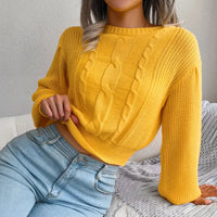 Twist Balloon Sleeve Knitted Sweater