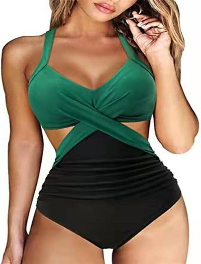 Cross Midriff One Piece Swimsuit 