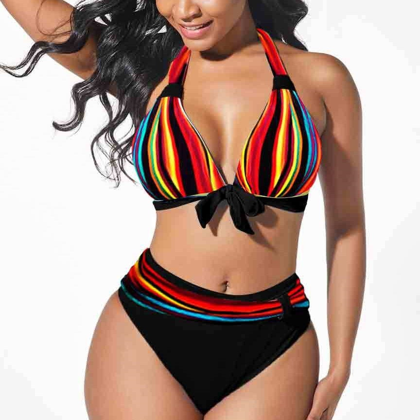 multi color Colorful Printed  Bikini