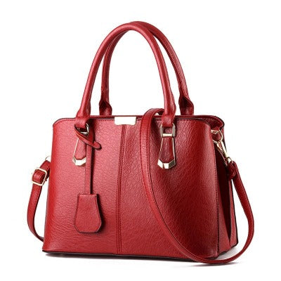 red Solid Color Fashion Ladies Handbag Large Capacity