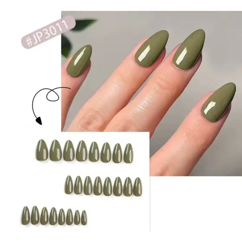 Klassische, glänzende, einfarbige, lange, spitze künstliche Nägel