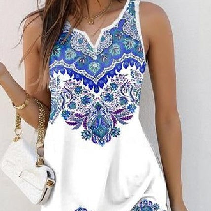 Women's Printed Sling Fashionable V-neck Dress