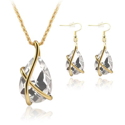 clear Pendant Necklace Earring Jewelry Set