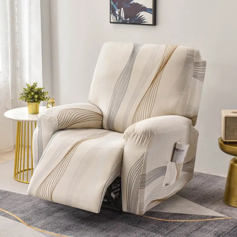 Beige Elastic Sofa Cover for Recliner Chair Protects and revamps your furniture