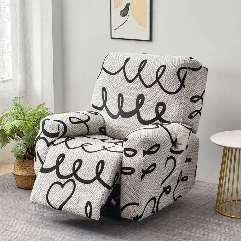 Elastic sofa cover showcasing a patterned recliner chair for stylish protection