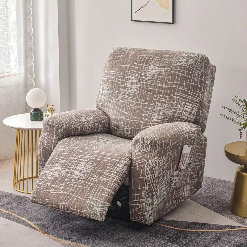 Elastic sofa cover with a stylish patterned recliner chair cover for elegant home decor