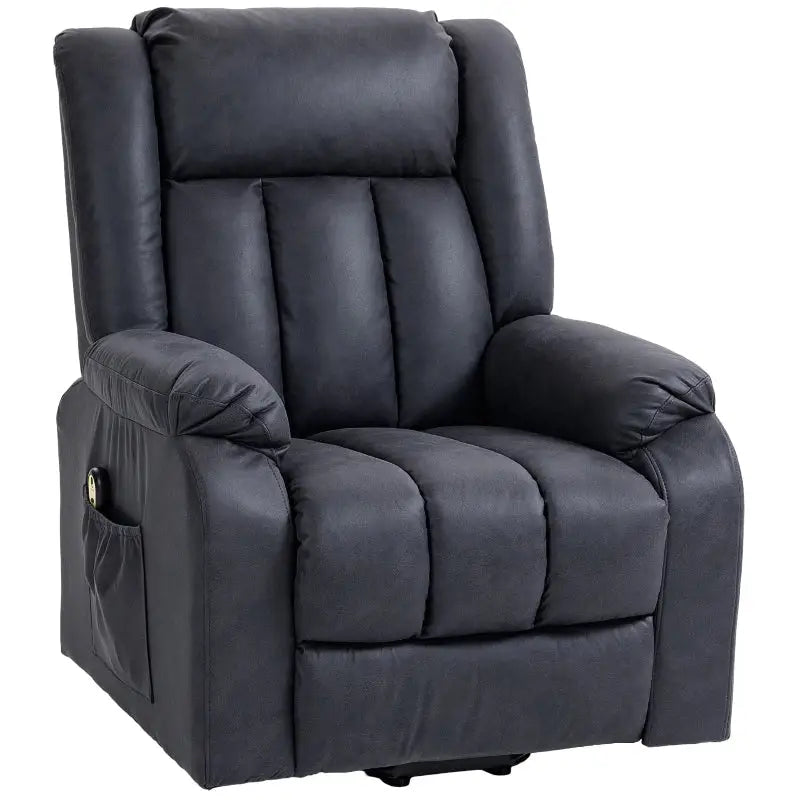 Black leather recliner showcasing the Electric Lift Chair for comfortable seating