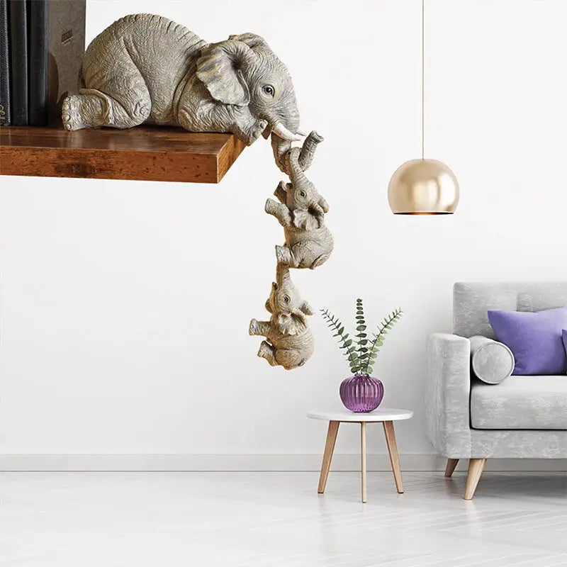 Elephant family statue.