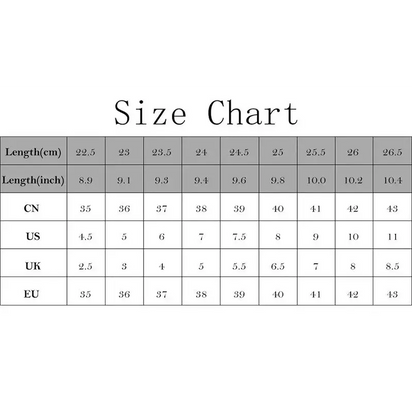 Shoe size chart.