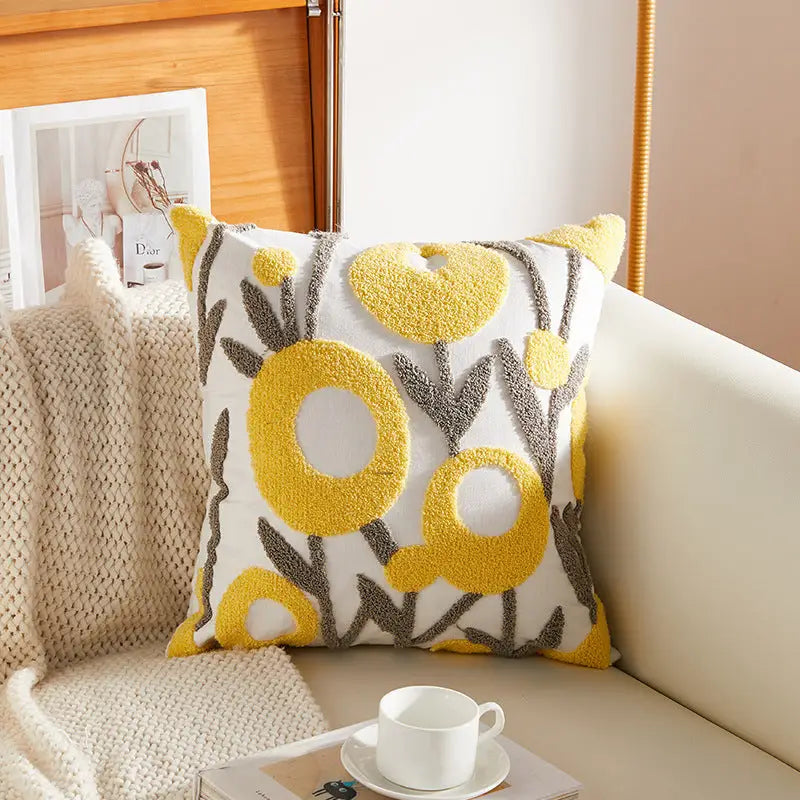Decorative floral pillow.