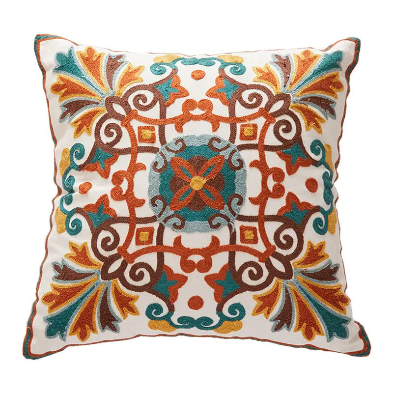 Embroidered decorative pillow.