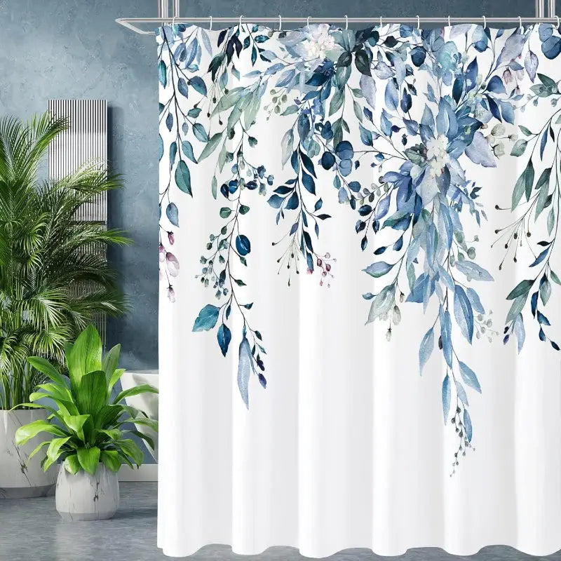 Floral shower curtain.