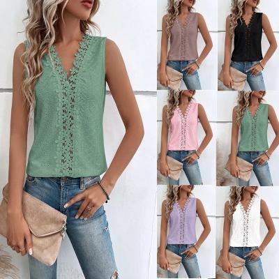 V-neck  Hollow Out Tank Top