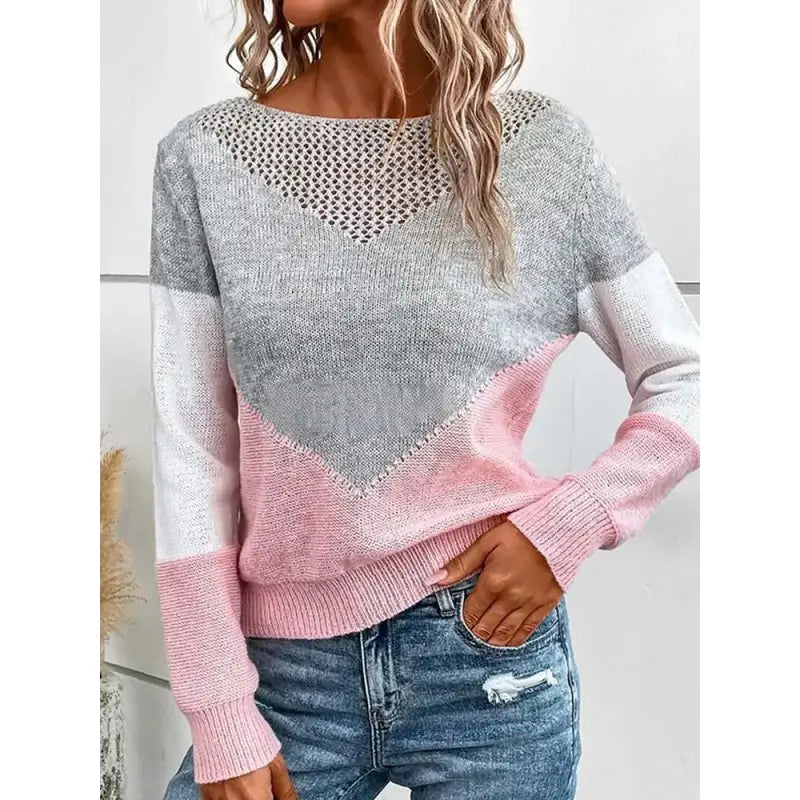 Farbblock Cut Out Pullover Damen Pullover Pullover