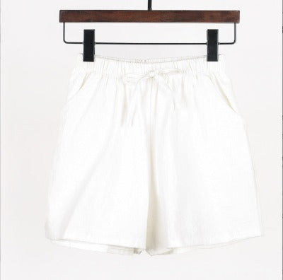 white Cotton And Linen Shorts