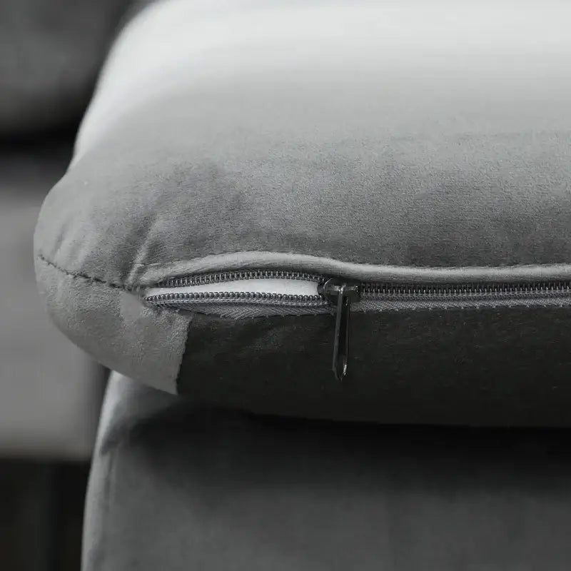 Gray cushion with zipper on Modern Grey L-Shaped Couch with Ottoman CANADA