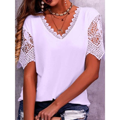 Light purple Summer Hollow Out Lace Top