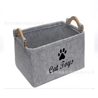 Gray felt storage baskets with wooden handles for stylish felt storage and organization