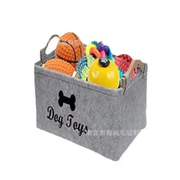 Gray felt dog toy storage bin in Felt Storage Baskets for stylish organization